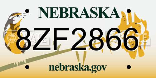 8ZF2866 Nebraska License Plate