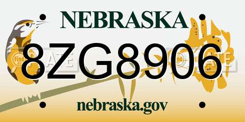 8ZG8906 Nebraska License Plate
