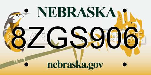 8ZGS906 Nebraska License Plate