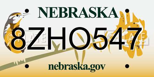8ZHO547 Nebraska License Plate
