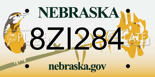 8ZI284 Nebraska License Plate