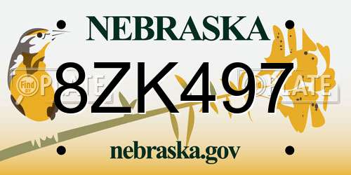 8ZK497 Nebraska License Plate