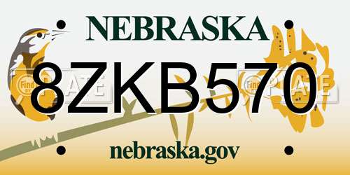 8ZKB570 Nebraska License Plate