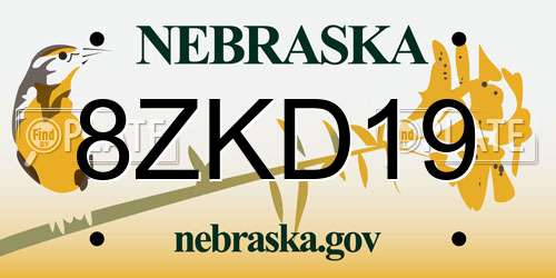 8ZKD19 Nebraska License Plate