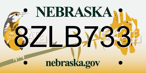 8ZLB733 Nebraska License Plate