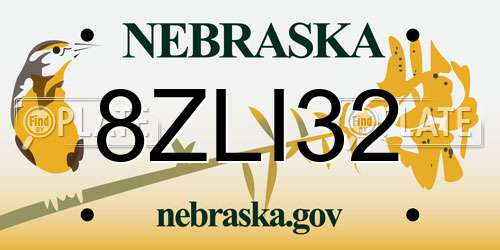 8ZLI32 Nebraska License Plate