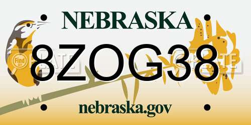8ZOG38 Nebraska License Plate