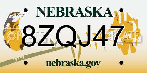8ZQJ47 Nebraska License Plate