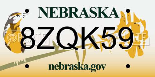 8ZQK59 Nebraska License Plate