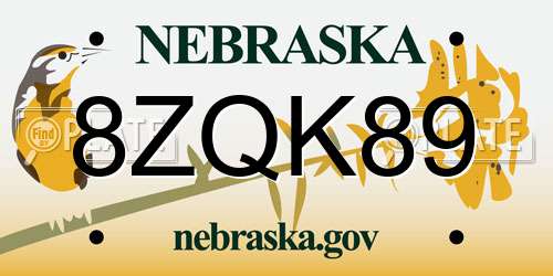 8ZQK89 Nebraska License Plate