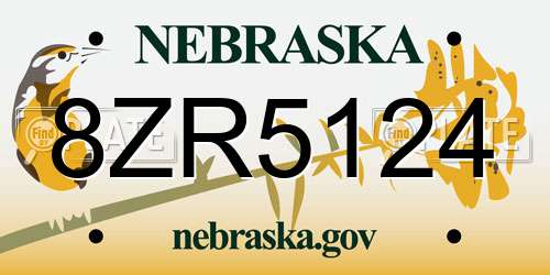 8ZR5124 Nebraska License Plate