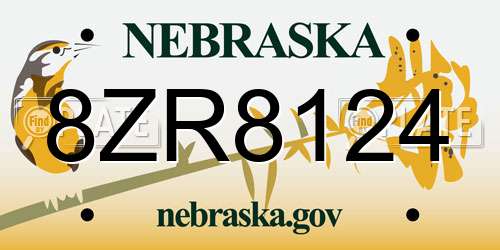 8ZR8124 Nebraska License Plate