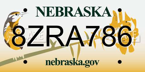 8ZRA786 Nebraska License Plate