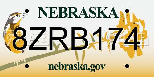 8ZRB174 Nebraska License Plate