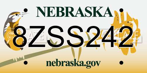 8ZSS242 Nebraska License Plate