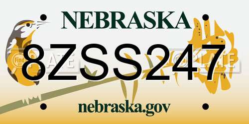 8ZSS247 Nebraska License Plate