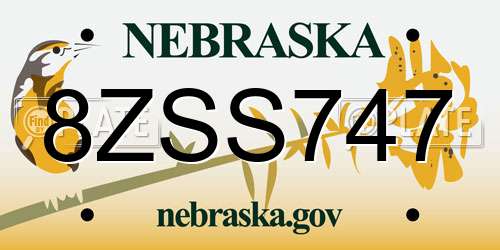 8ZSS747 Nebraska License Plate