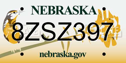 8ZSZ397 Nebraska License Plate