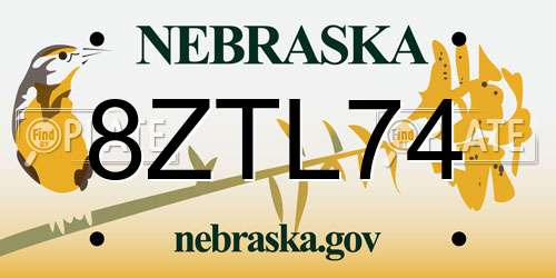 8ZTL74 Nebraska License Plate