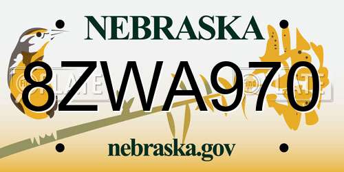 8ZWA970 Nebraska License Plate