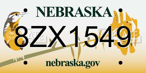 8ZX1549 Nebraska License Plate