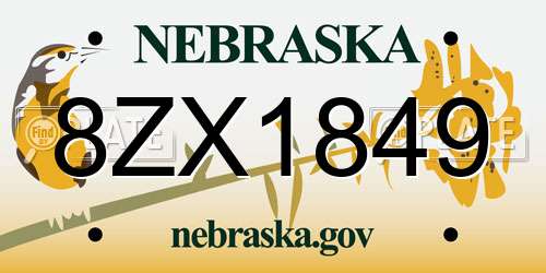8ZX1849 Nebraska License Plate