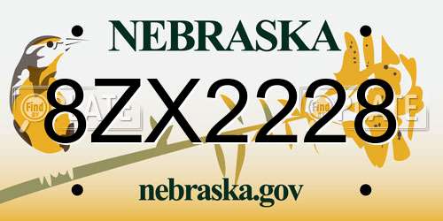 8ZX2228 Nebraska License Plate