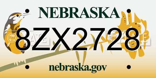 8ZX2728 Nebraska License Plate