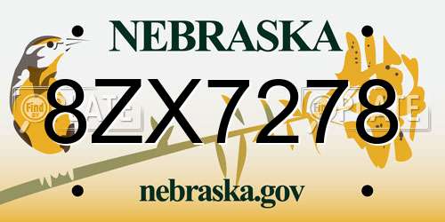 8ZX7278 Nebraska License Plate