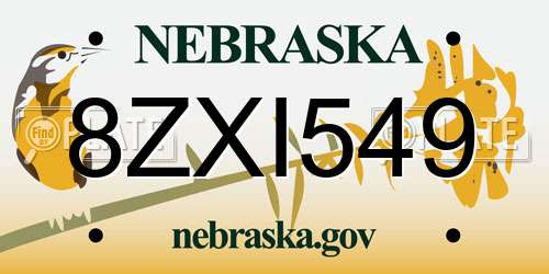 8ZXI549 Nebraska License Plate