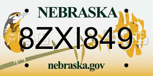 8ZXI849 Nebraska License Plate