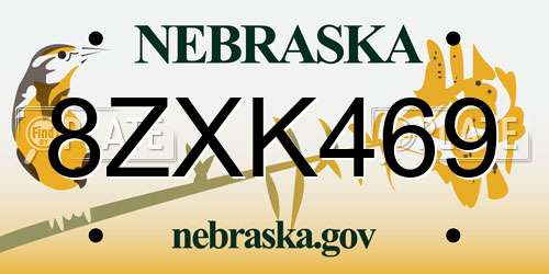 8ZXK469 Nebraska License Plate