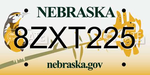 8ZXT225 Nebraska License Plate