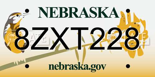 8ZXT228 Nebraska License Plate