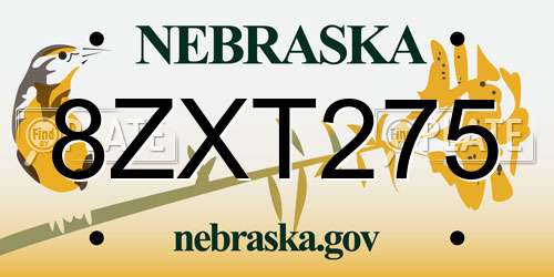 8ZXT275 Nebraska License Plate