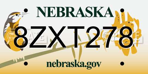 8ZXT278 Nebraska License Plate