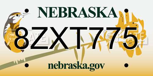 8ZXT775 Nebraska License Plate