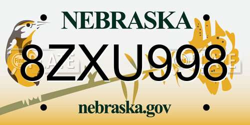 8ZXU998 Nebraska License Plate