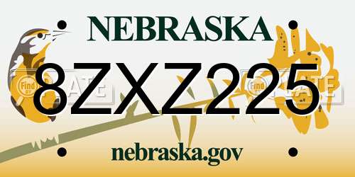 8ZXZ225 Nebraska License Plate