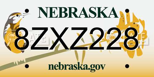 8ZXZ228 Nebraska License Plate