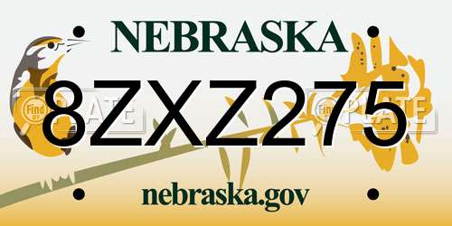 8ZXZ275 Nebraska License Plate