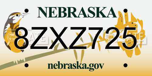 8ZXZ725 Nebraska License Plate