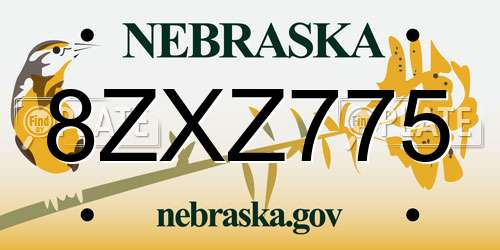 8ZXZ775 Nebraska License Plate