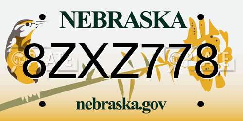 8ZXZ778 Nebraska License Plate