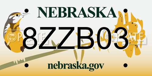 8ZZB03 Nebraska License Plate