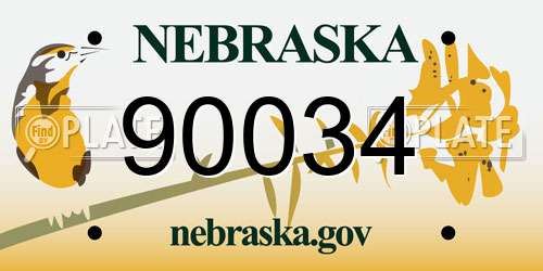 90034 Nebraska License Plate