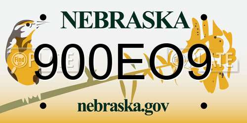 900EO9 Nebraska License Plate