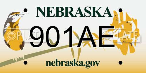 901AE Nebraska License Plate