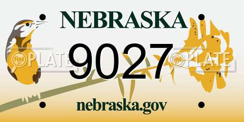 9027 Nebraska License Plate