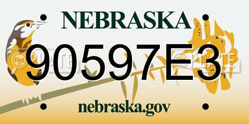 90597E3 Nebraska License Plate